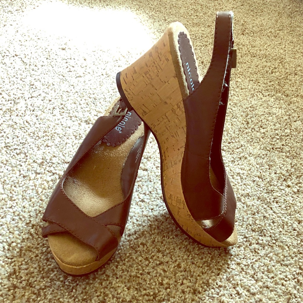 Brown Wedge Sandals size 6.5